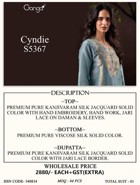 Ganga cyndie 5477 dress materials wholesale and manufacturers